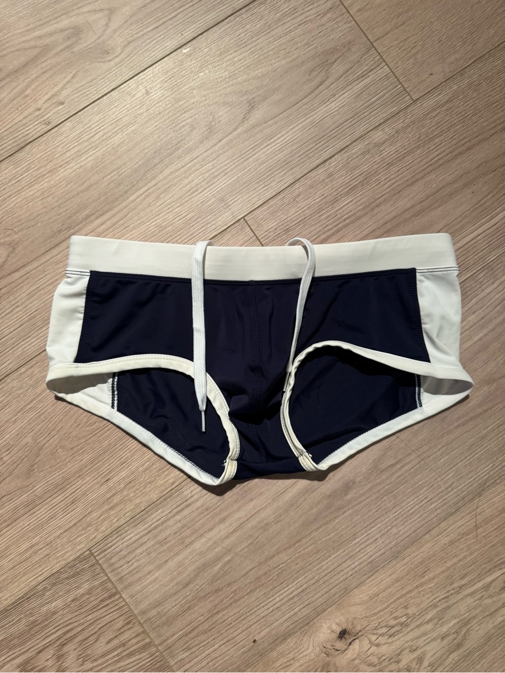 Pool Boy Navy Swim Briefs with White Waistband